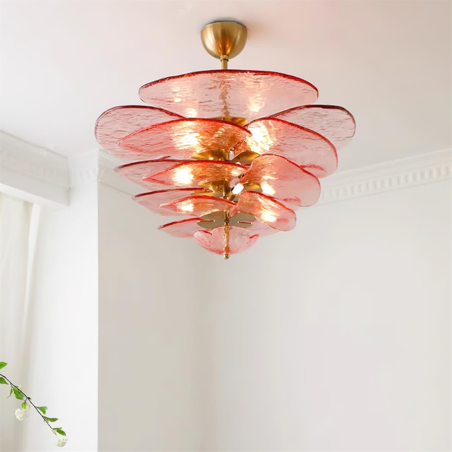 Lotus Lustre Contemporain en Verre à Feuilles Superposées - Neutralighting
