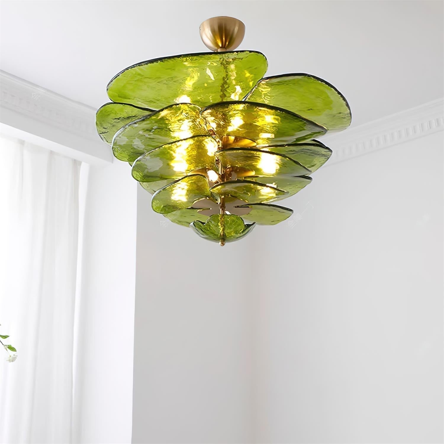 Lotus Lustre Contemporain en Verre à Feuilles Superposées - Neutralighting