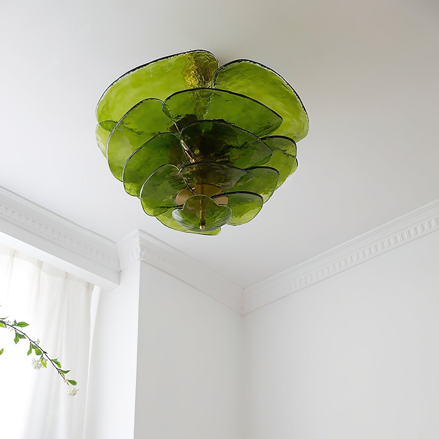 Lotus Lustre Contemporain en Verre à Feuilles Superposées - Neutralighting