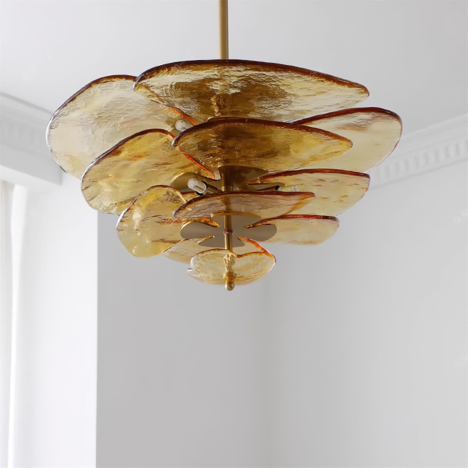 Lotus Lustre Contemporain en Verre à Feuilles Superposées - Neutralighting