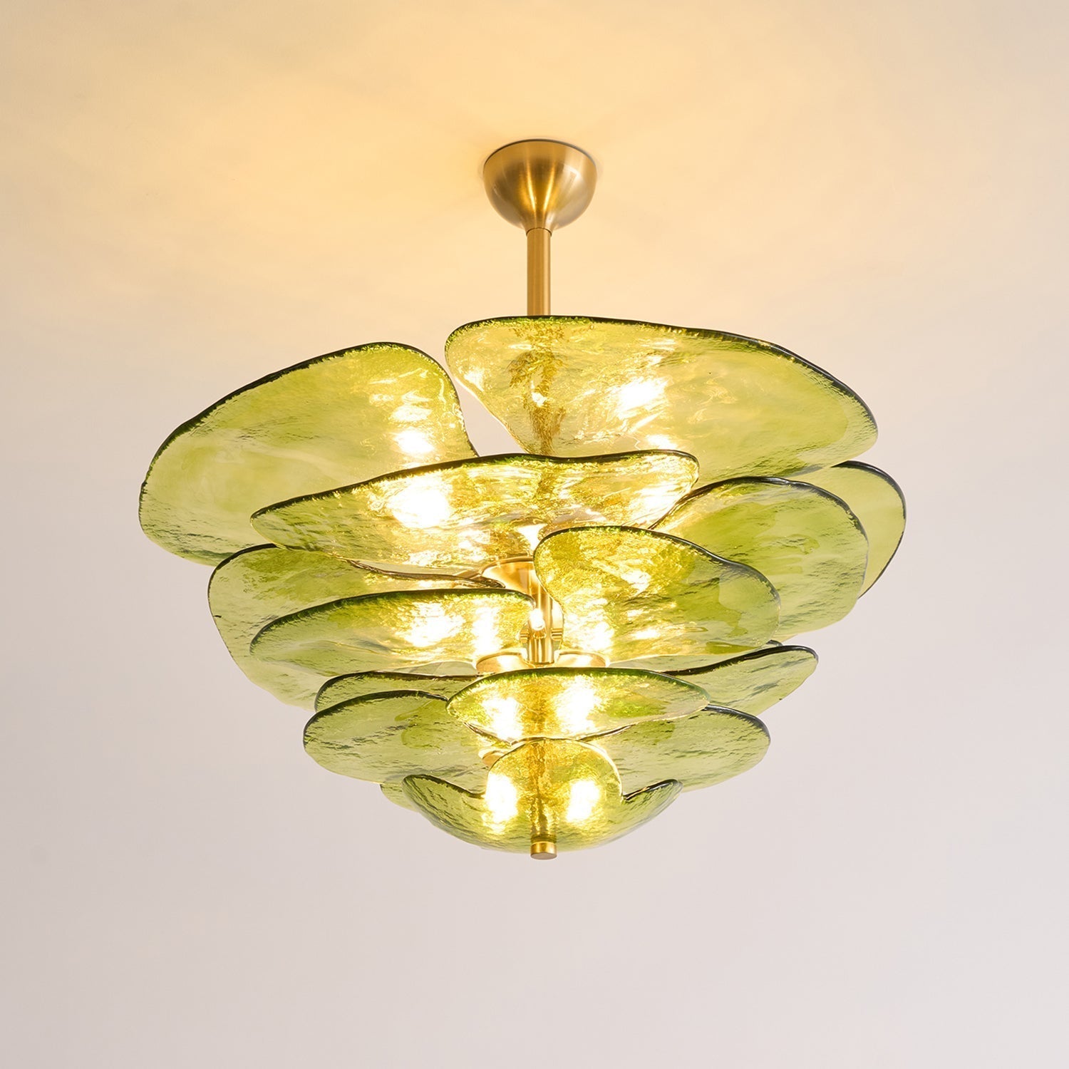 Lotus Lustre Contemporain en Verre à Feuilles Superposées - Neutralighting
