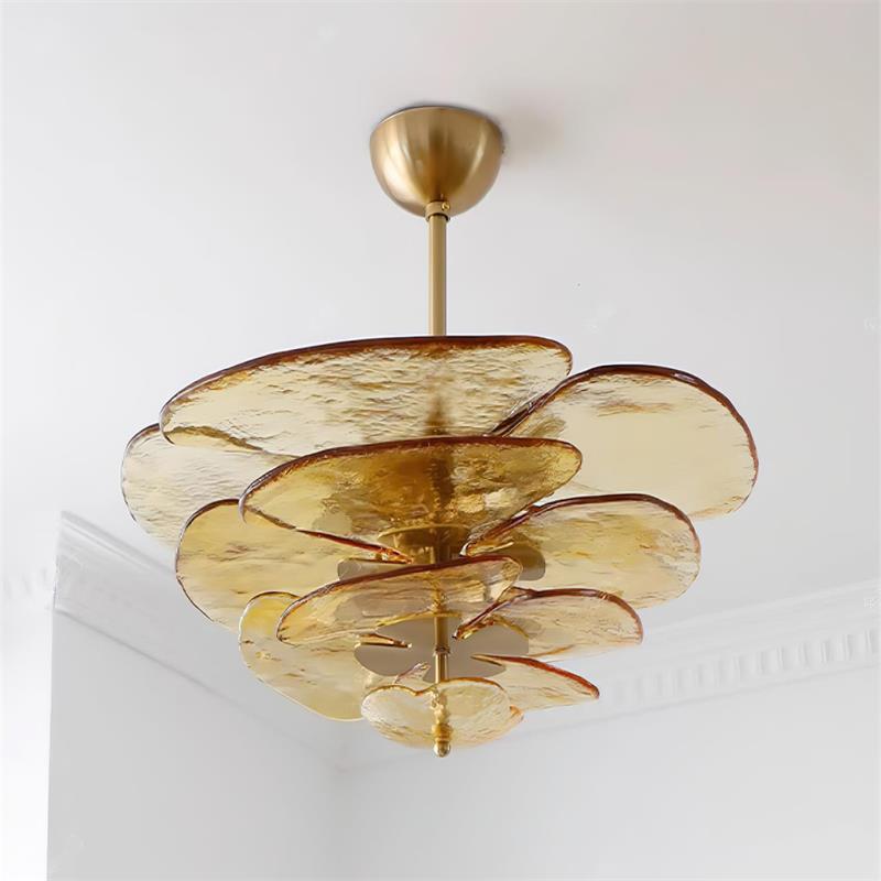 Lotus Lustre Contemporain en Verre à Feuilles Superposées - Neutralighting