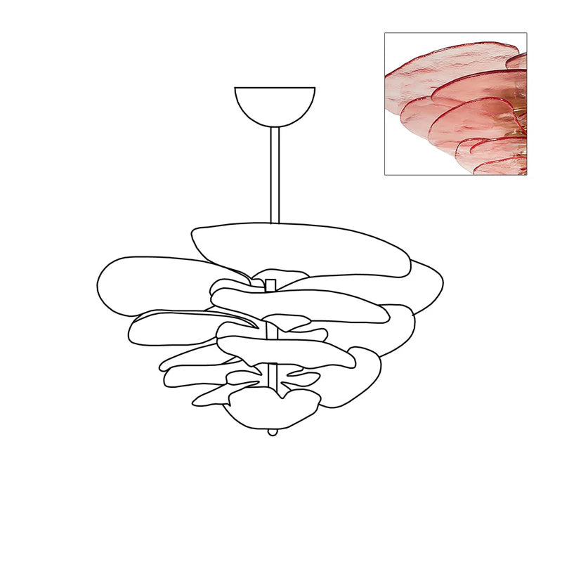 Lotus Lustre Contemporain en Verre à Feuilles Superposées - Neutralighting