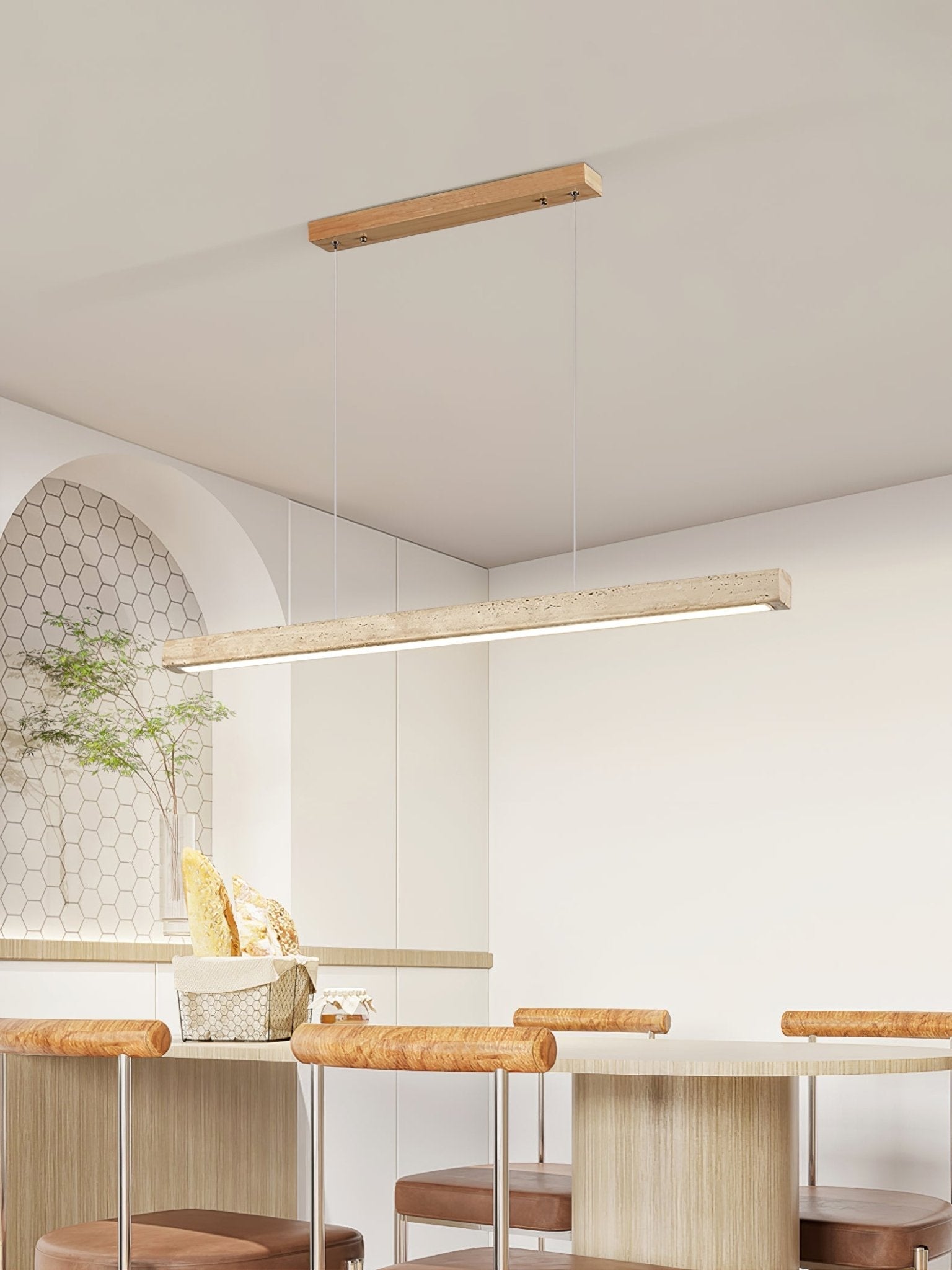 Imiror Minimaliste Travertin Linéaire Pendentif - Neutralighting