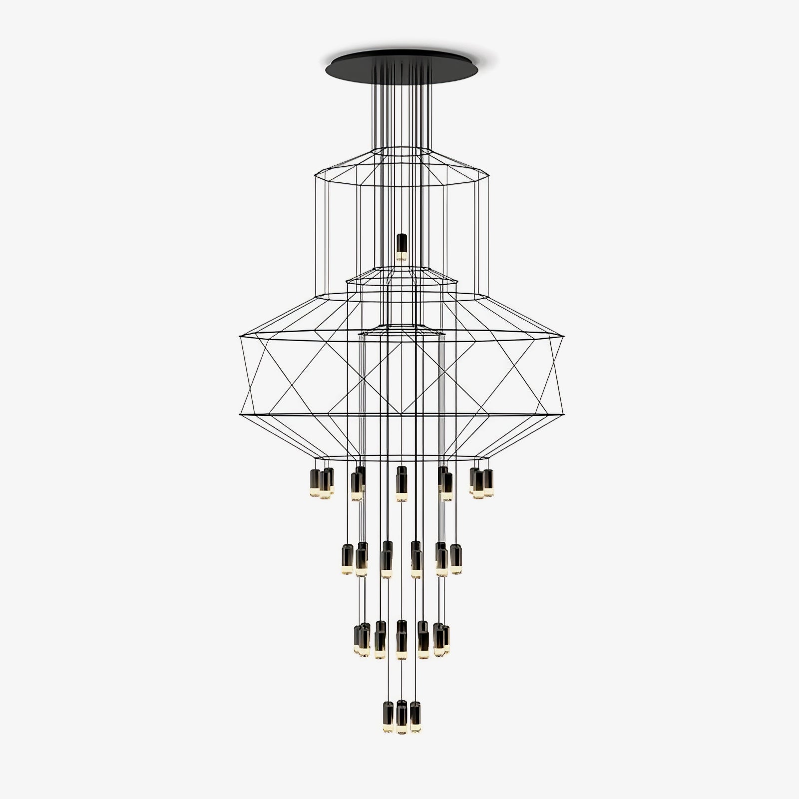Lustra Chandelier Lignes Noir Structure Métallique LED - Neutralighting