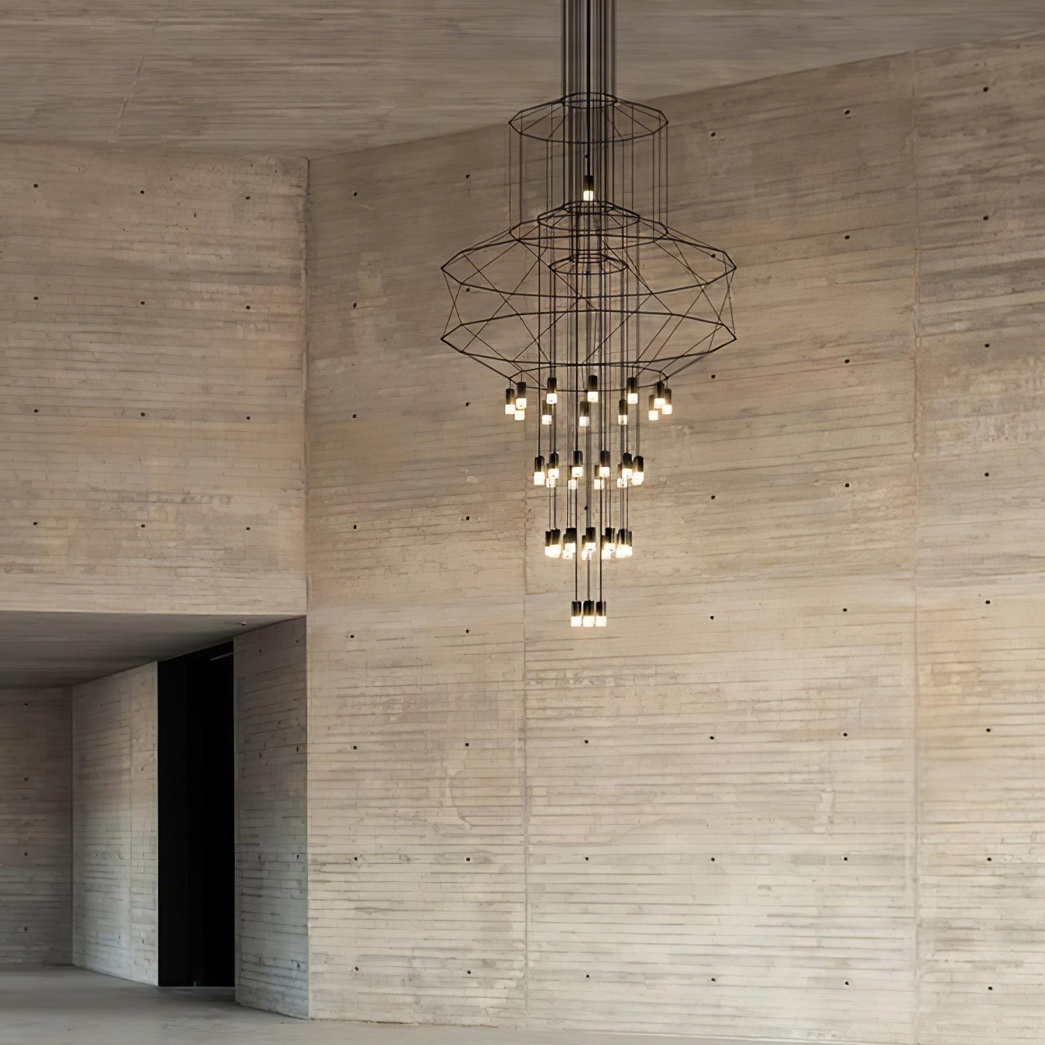 Lustra Chandelier Lignes Noir Structure Métallique LED - Neutralighting