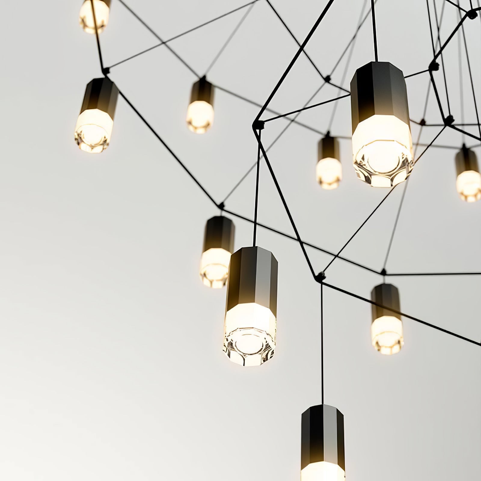 Lustra Chandelier Lignes Noir Structure Métallique LED - Neutralighting