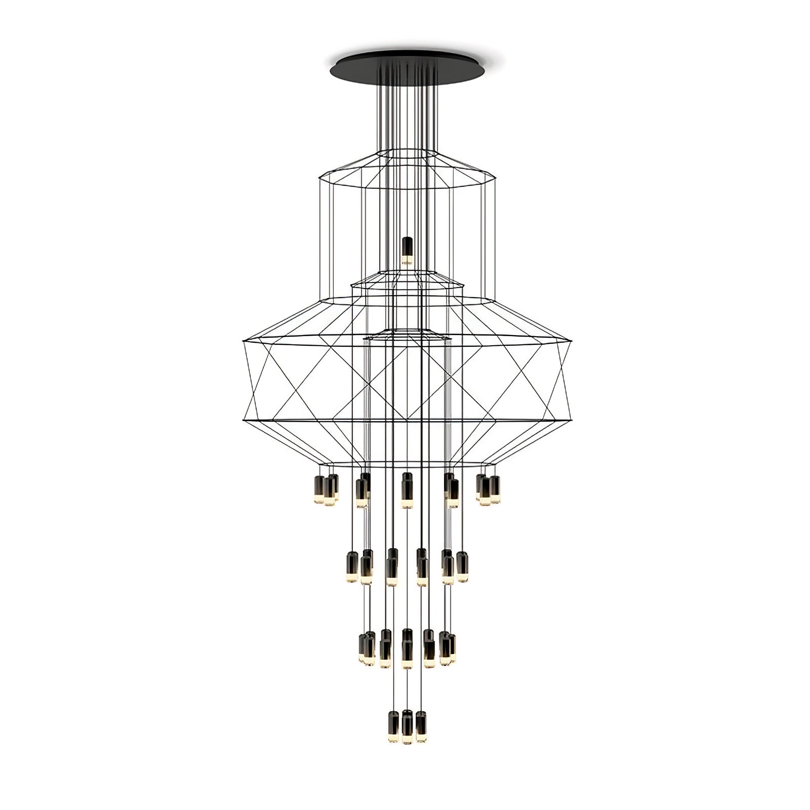 Lustra Chandelier Lignes Noir Structure Métallique LED - Neutralighting
