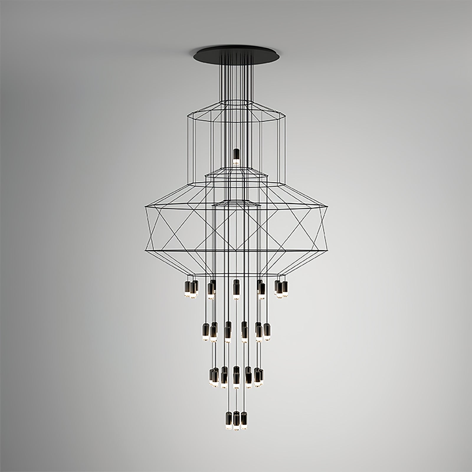 Lustra Chandelier Lignes Noir Structure Métallique LED - Neutralighting