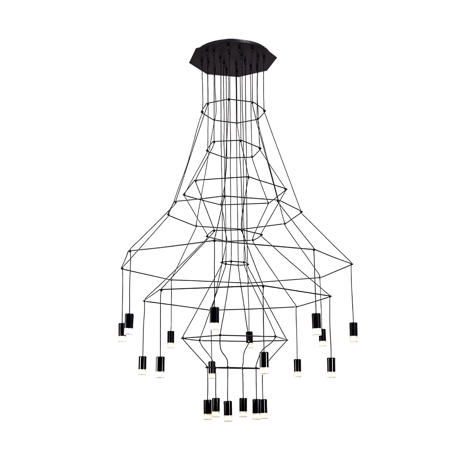 Lustra Chandelier Lignes Noir Structure Métallique LED - Neutralighting
