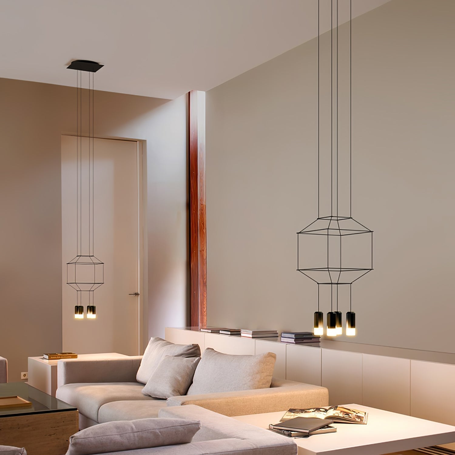 Lustra Chandelier Lignes Noir Structure Métallique LED - Neutralighting