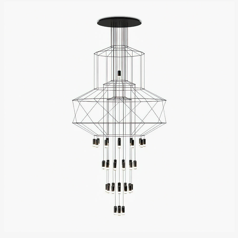 Lustra Chandelier Lignes Noir Structure Métallique LED - Neutralighting