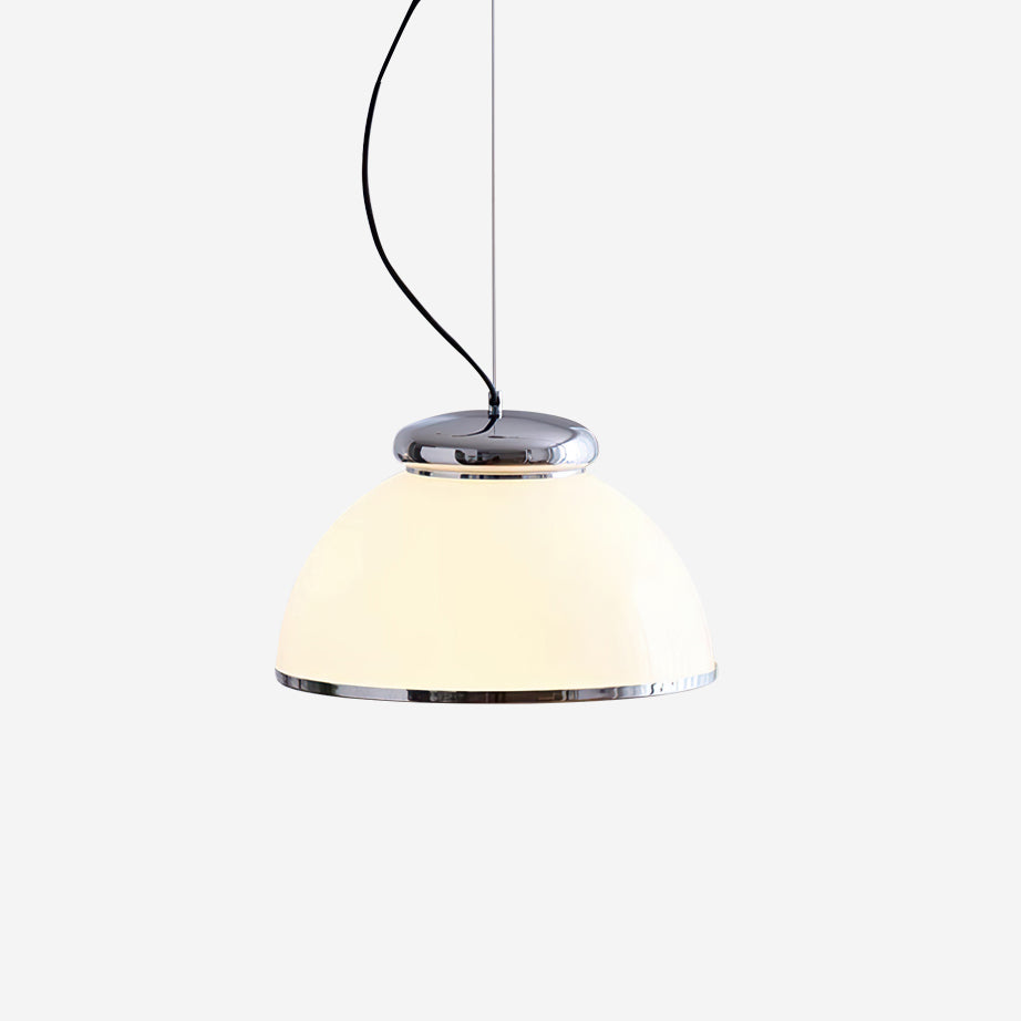 Lita Suspension Lampe Dôme en Verre Bordure Chrome - Neutralighting