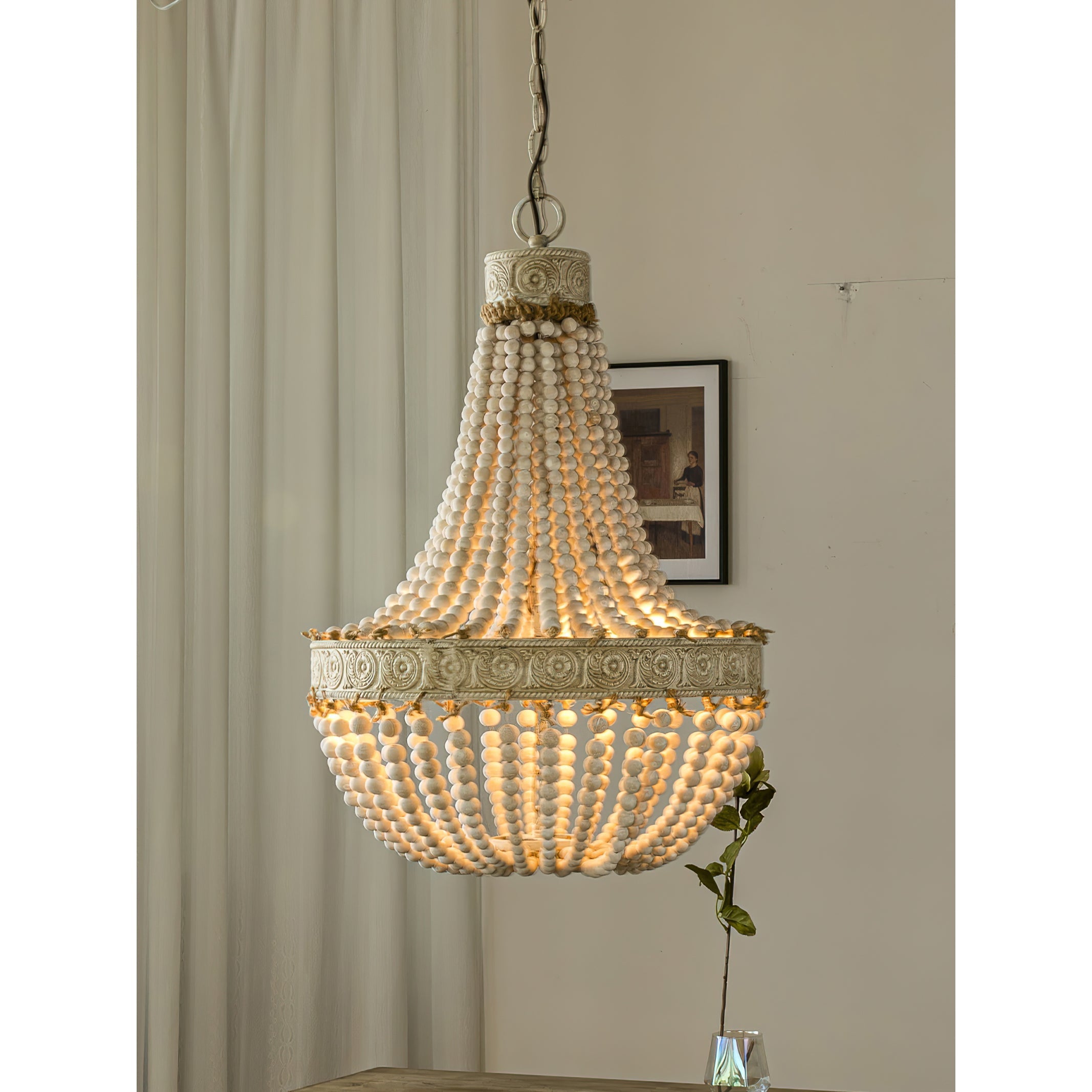 Ulvararis Postmodern Luxury Beaded Wooden Metal Chandelier - Lamp Copper