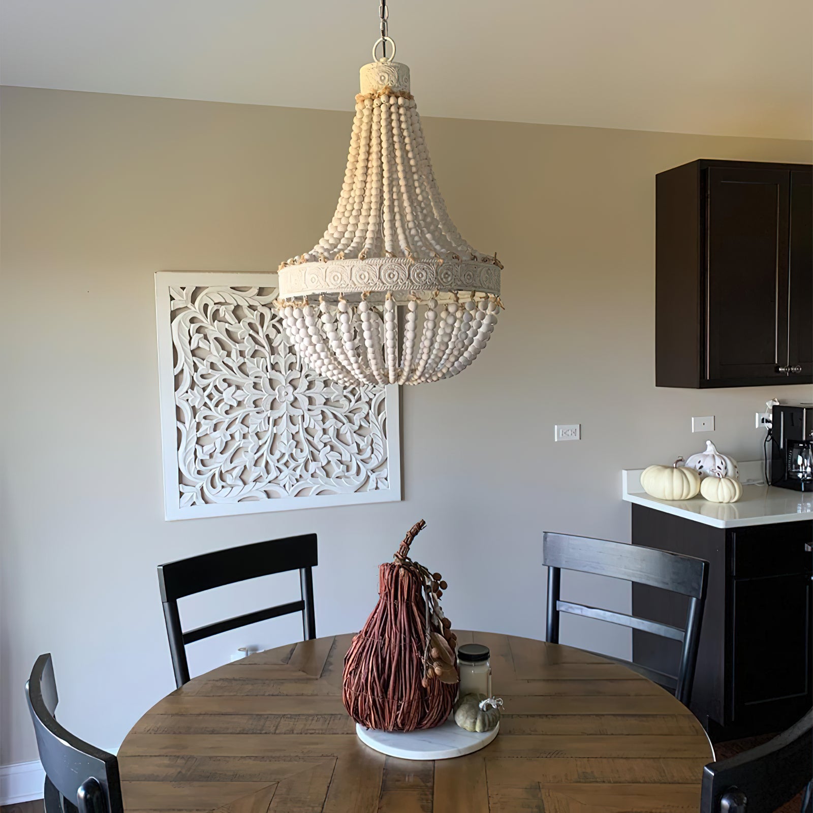 Ulvararis Postmodern Luxury Beaded Wooden Metal Chandelier - Lamp Copper