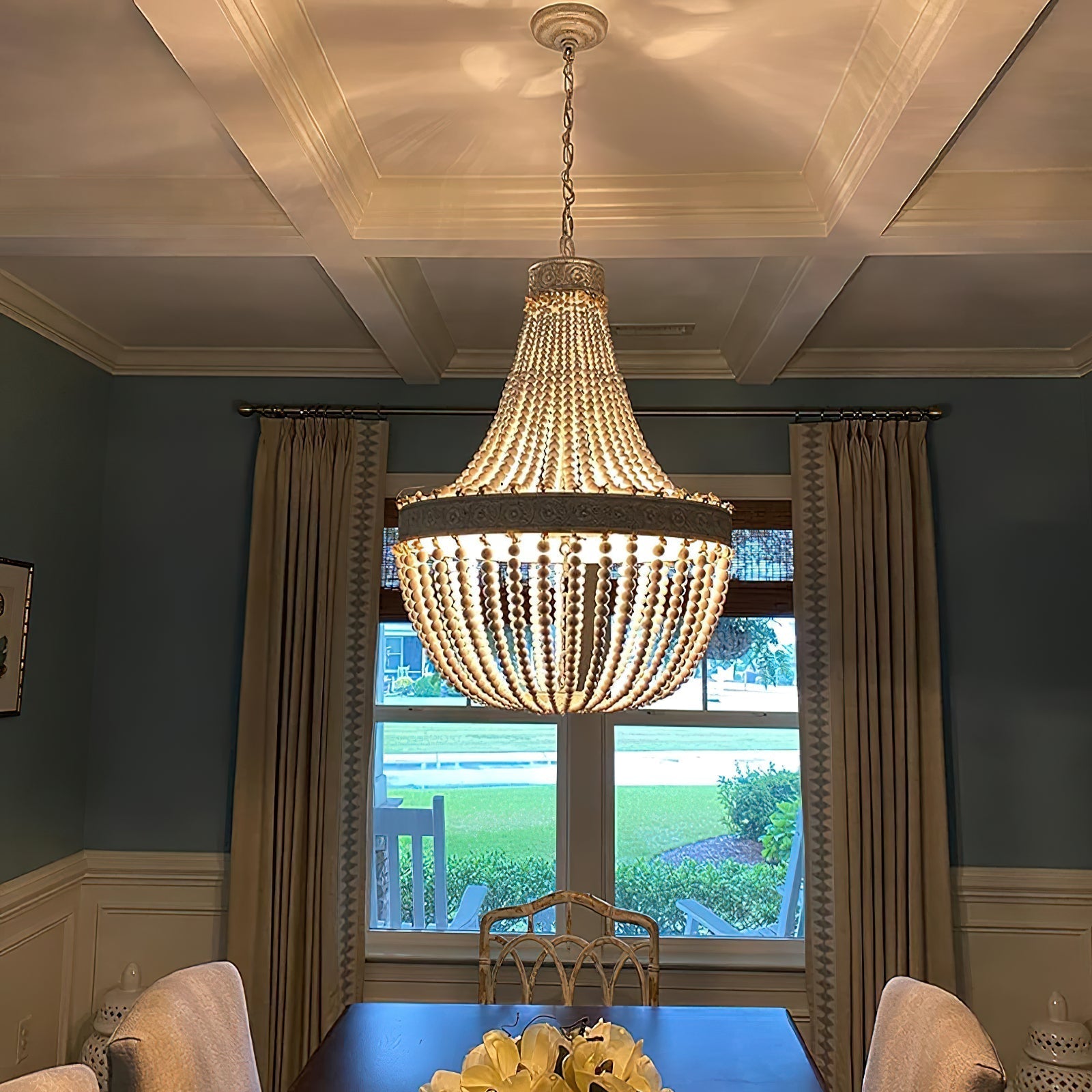 Ulvararis Postmodern Luxury Beaded Wooden Metal Chandelier - Lamp Copper