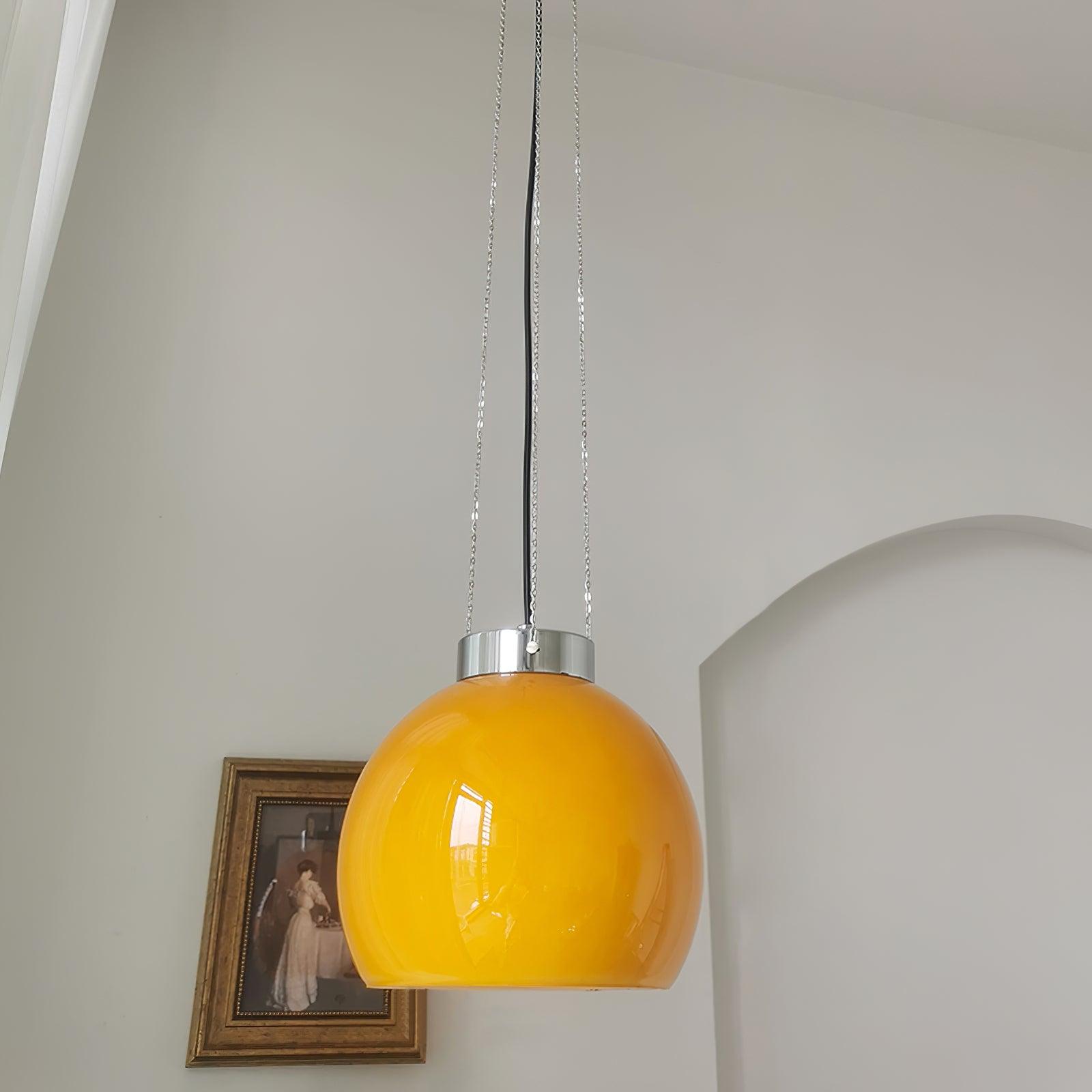 Valentina Globe LED Suspension Jaune Métal Verre Salon Chambre à Coucher - Neutralighting