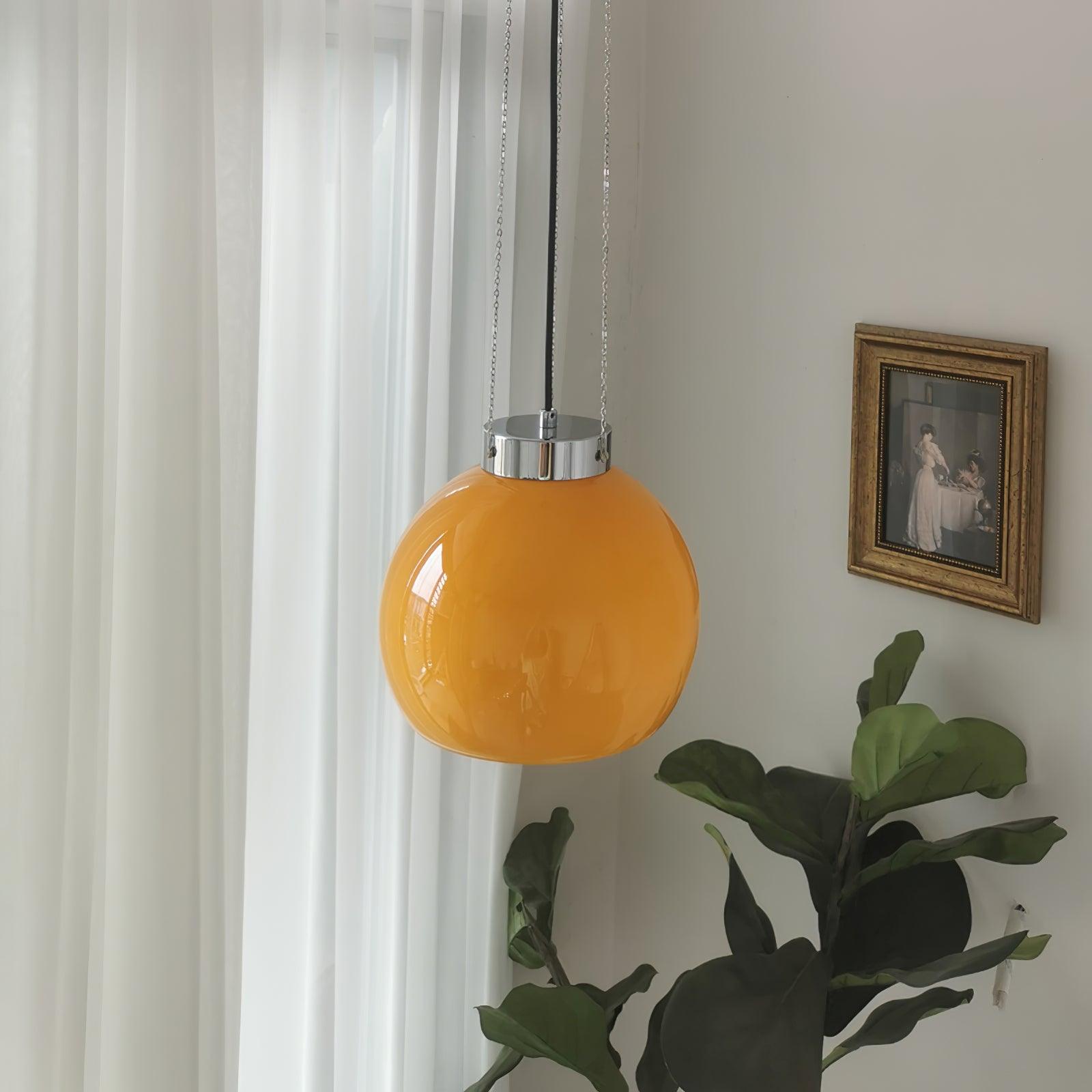 Valentina Globe LED Suspension Jaune Métal Verre Salon Chambre à Coucher - Neutralighting