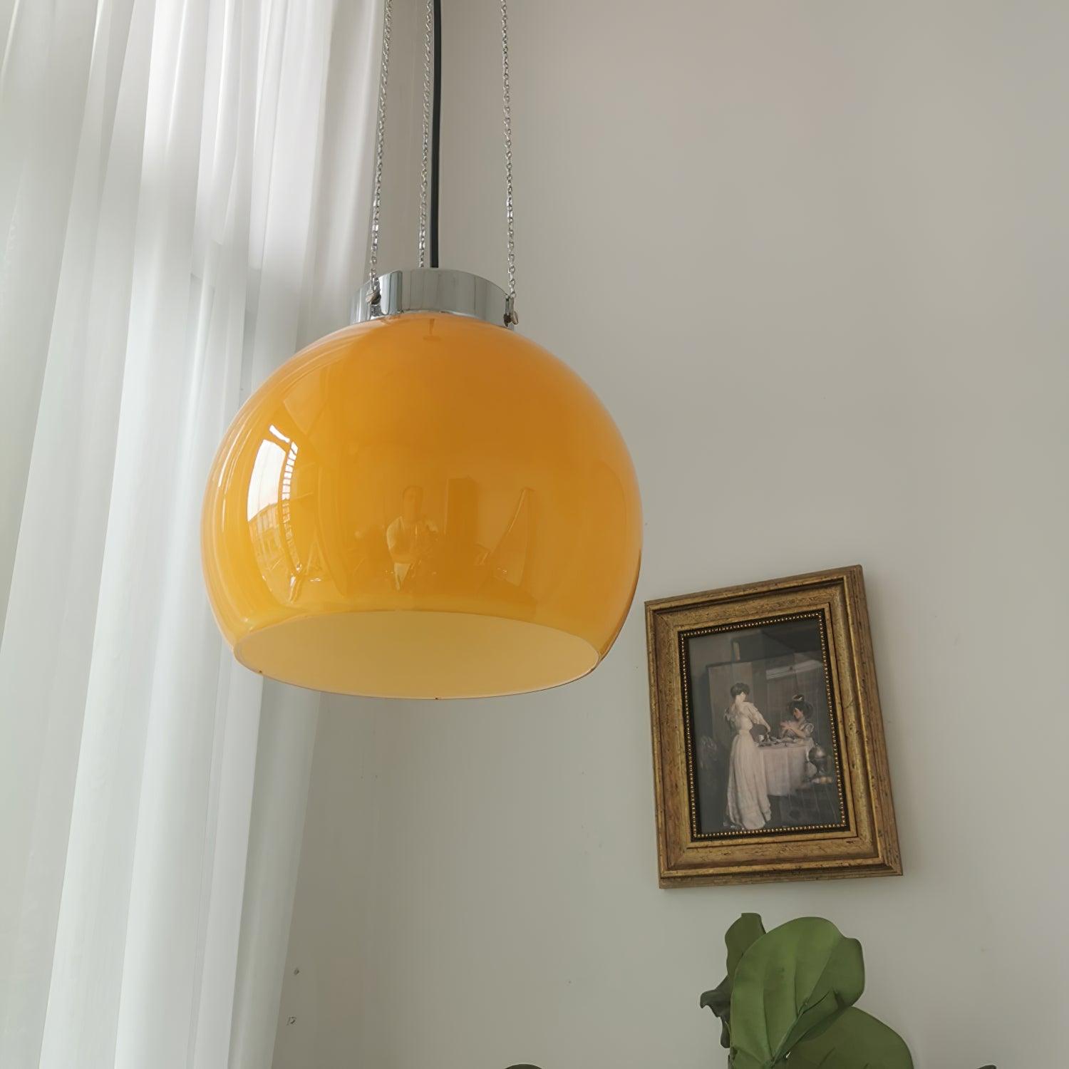 Valentina Globe LED Suspension Jaune Métal Verre Salon Chambre à Coucher - Neutralighting