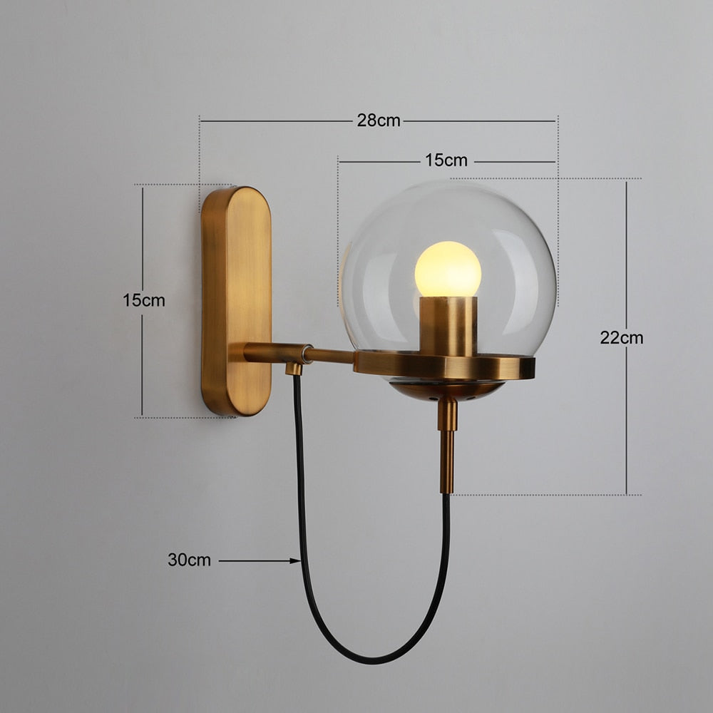 Silva Applique Murale à Ampoule LED Globe Rétro, Métal, Noir/Bronze, Salon - Neutralighting