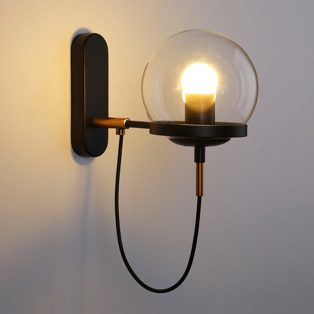 Silva Applique Murale à Ampoule LED Globe Rétro, Métal, Noir/Bronze, Salon - Neutralighting
