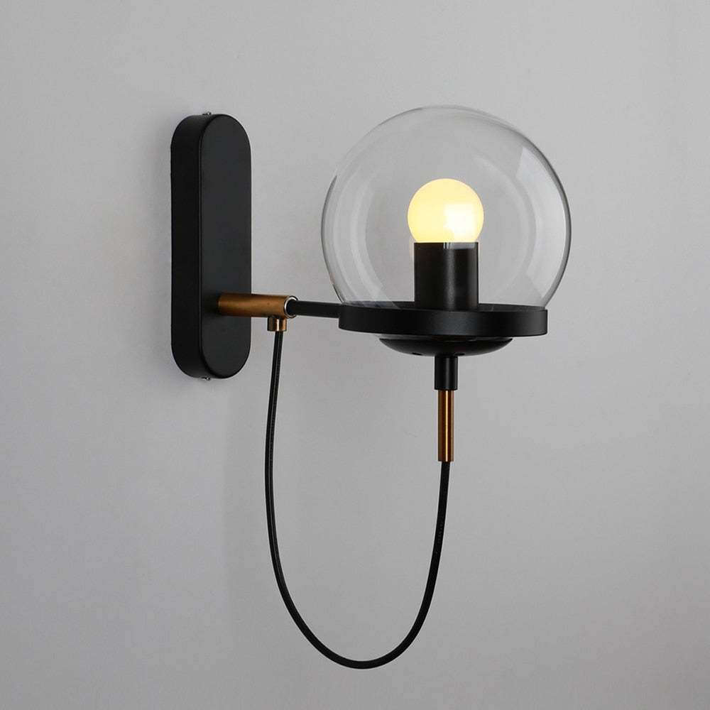 Silva Applique Murale à Ampoule LED Globe Rétro, Métal, Noir/Bronze, Salon - Neutralighting