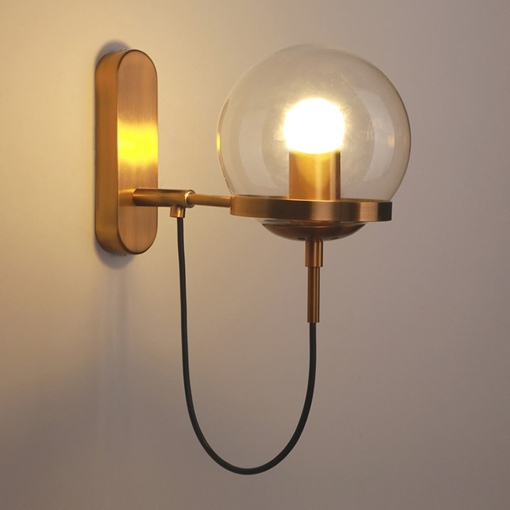 Silva Applique Murale à Ampoule LED Globe Rétro, Métal, Noir/Bronze, Salon - Neutralighting