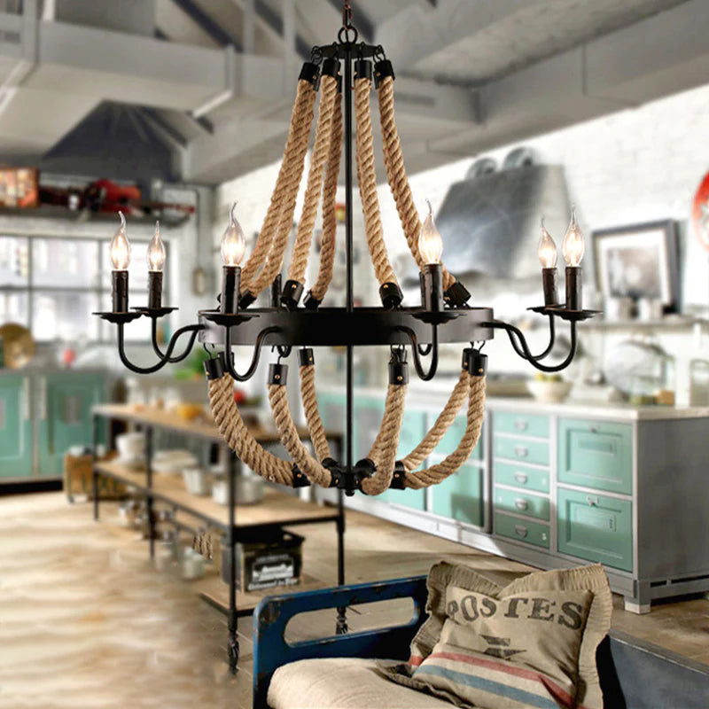 Epoch Suspension LED Industrielle Métal/Corde Noir Salon/Bar - Neutralighting