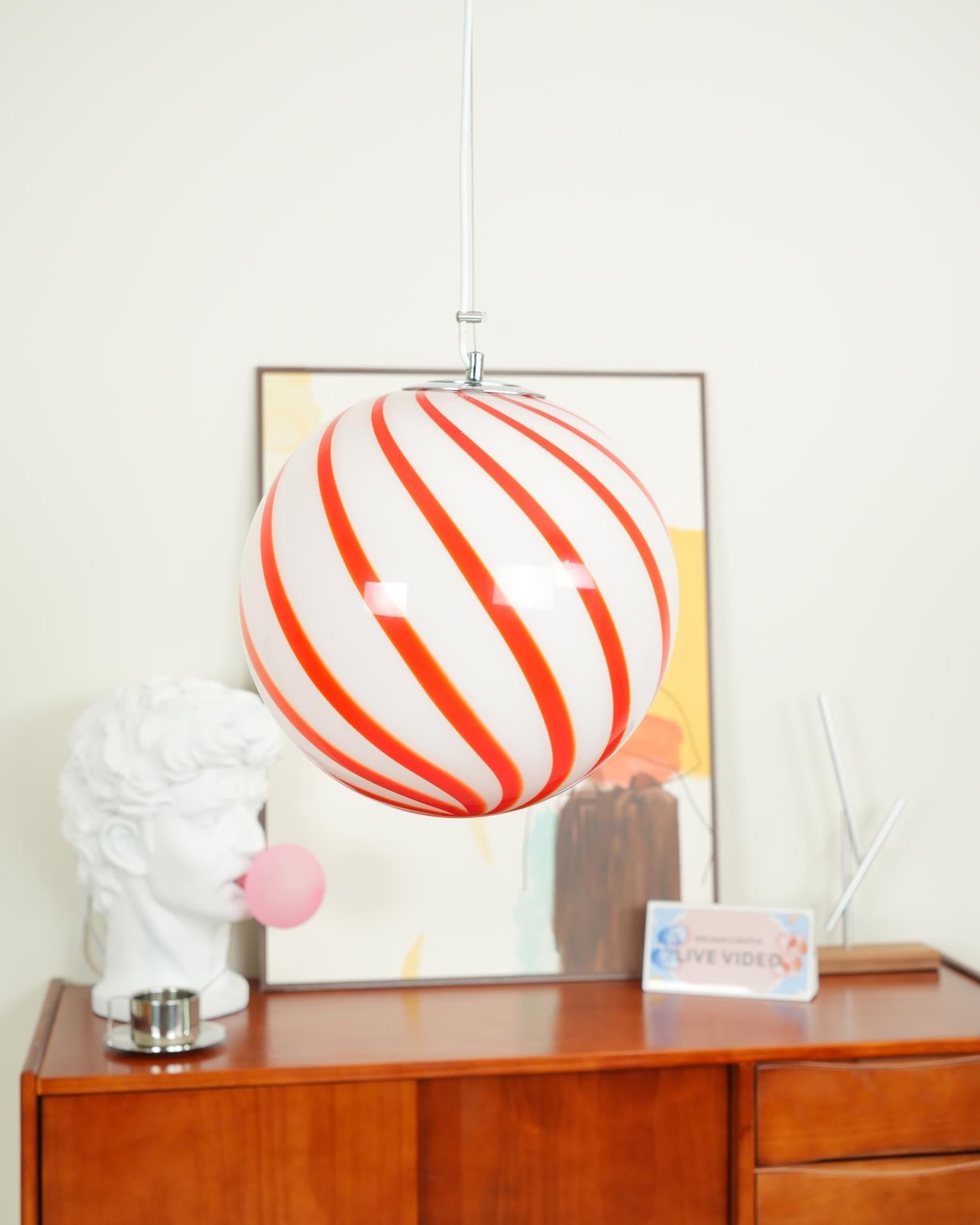 Zepin Suspension lumineuse en verre avec rayures vertes tourbillonnantes - Neutralighting