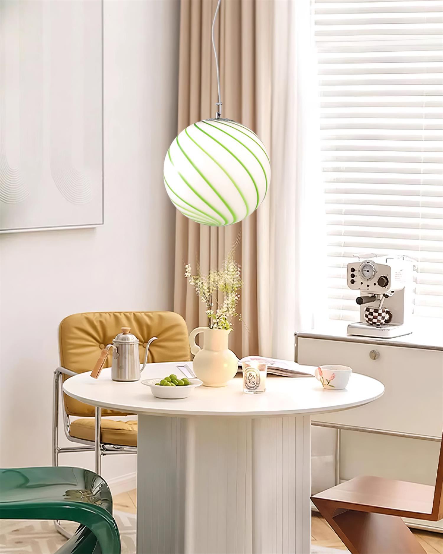 Zepin Suspension lumineuse en verre avec rayures vertes tourbillonnantes - Neutralighting