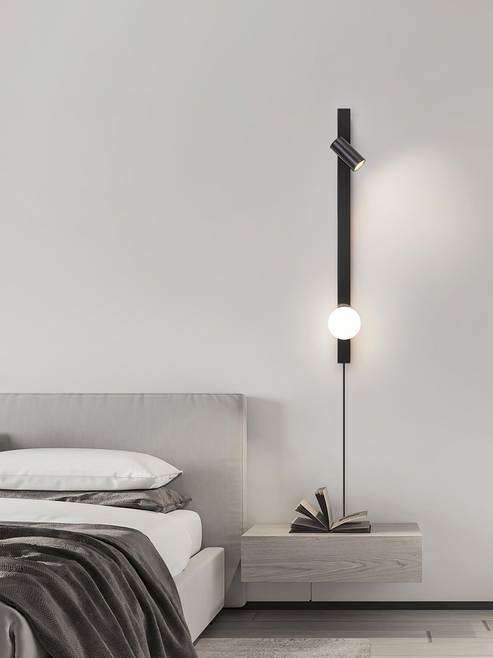 Evlaeiel Long Arm Plug-in Brass Glass Wall Light - Neutralighting