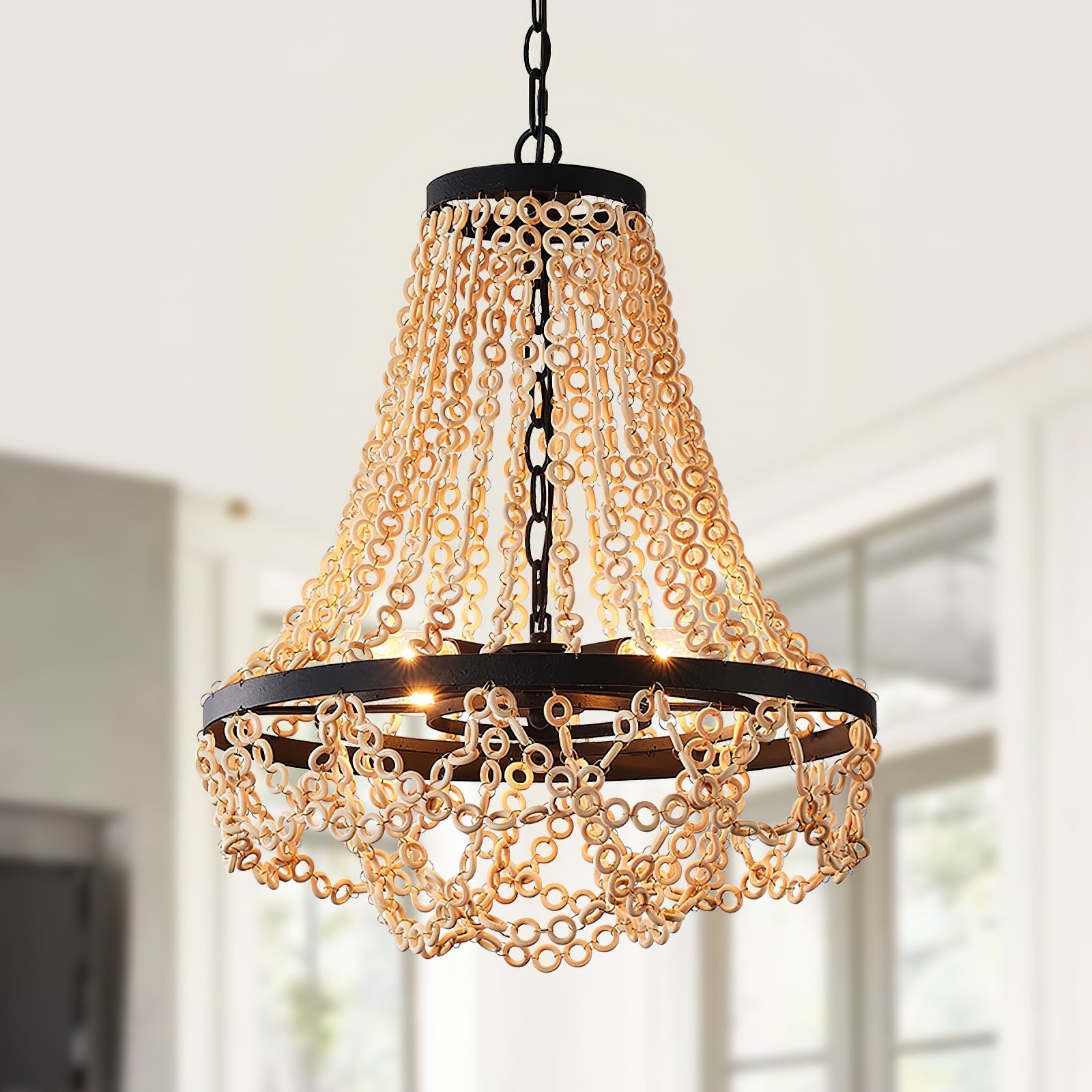 Vevyniel Postmodern Luxury Wooden Metal Chandelier - Lamp Copper