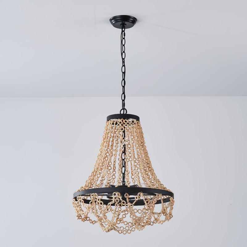 Vevyniel Postmodern Luxury Wooden Metal Chandelier - Lamp Copper