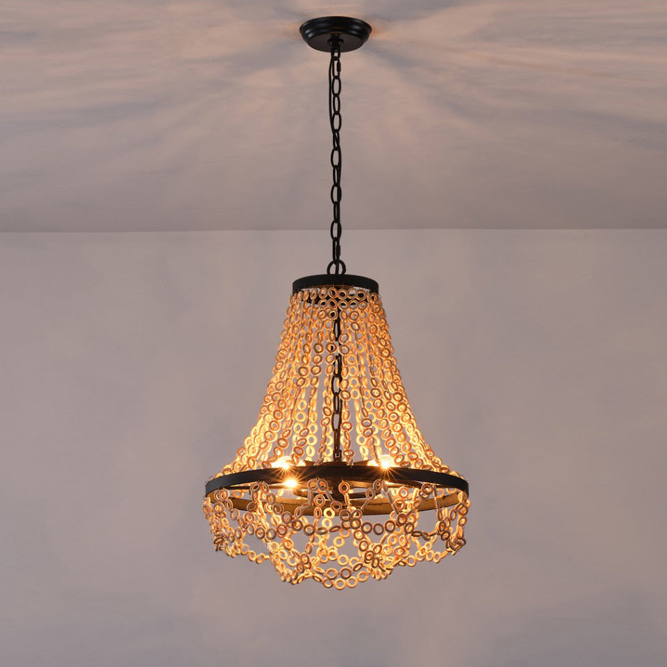Vevyniel Postmodern Luxury Wooden Metal Chandelier - Lamp Copper