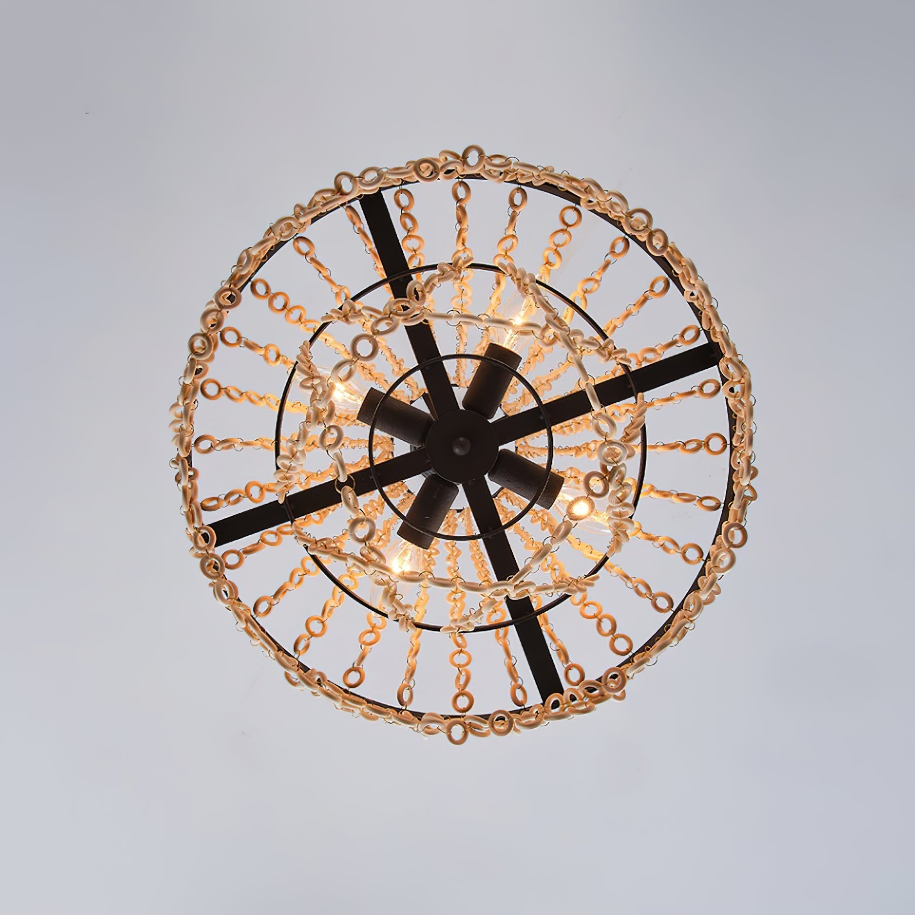 Vevyniel Postmodern Luxury Wooden Metal Chandelier - Lamp Copper