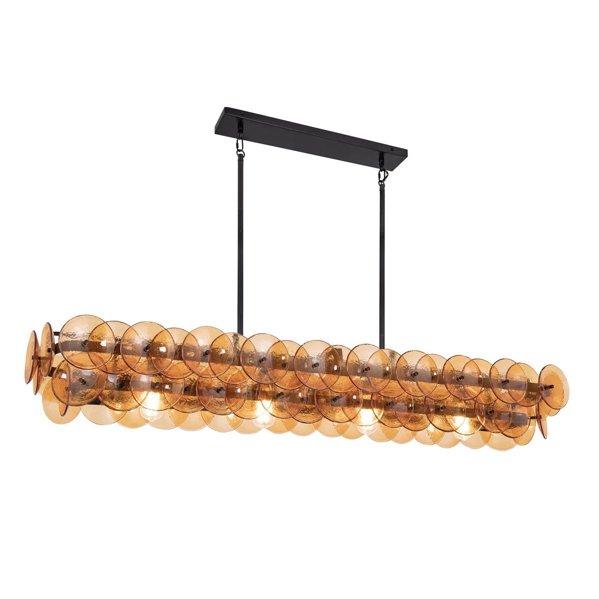 Aurora Chandelier Linéaire en Verre Pressé Ambre Moderne - Neutralighting