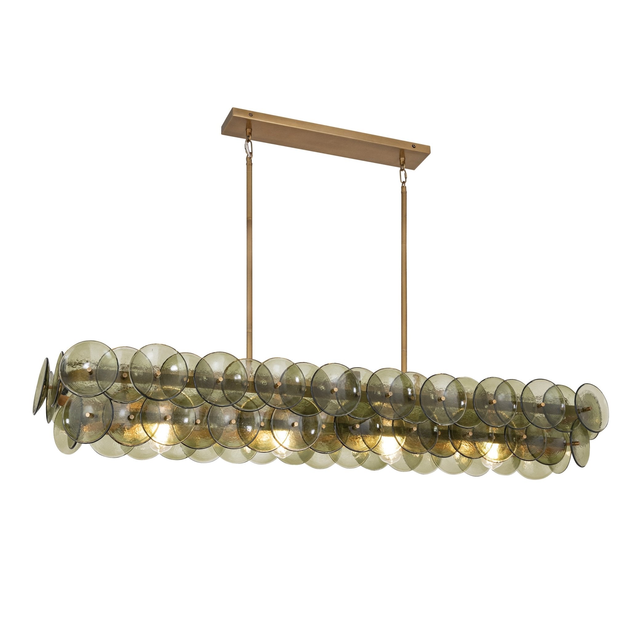 Aurora Chandelier Linéaire en Verre Pressé Ambre Moderne - Neutralighting