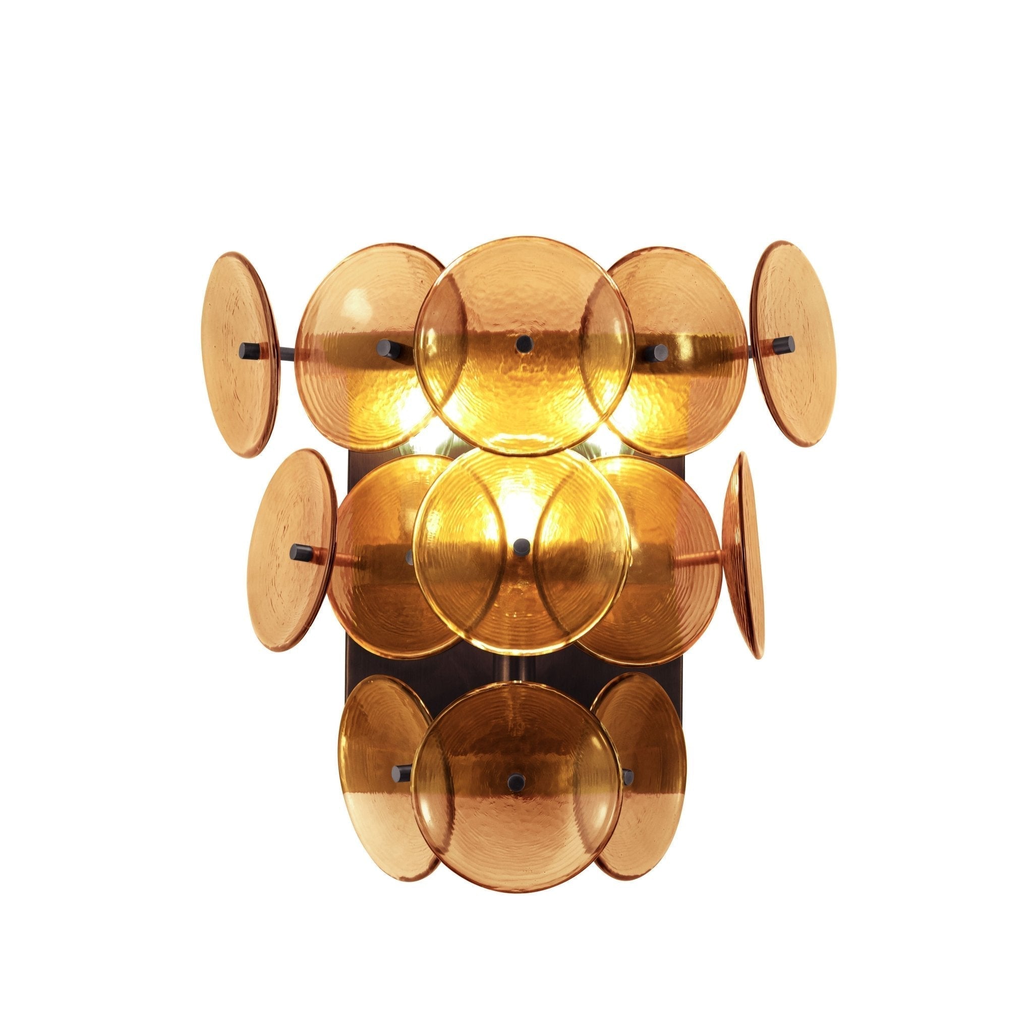 Aurora Wall Sconce Pressed Glass Disc Vintage Amber - Letslighting