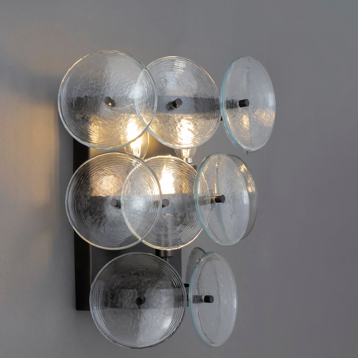 Aurora Wall Sconce Pressed Glass Disc Vintage Amber - Letslighting