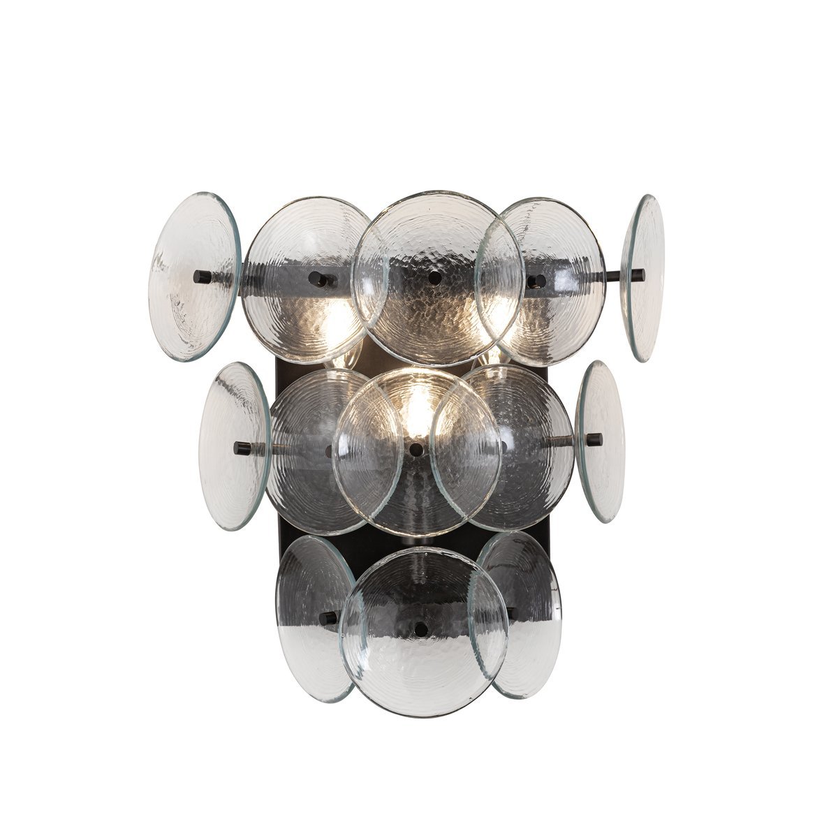 Aurora Wall Sconce Pressed Glass Disc Vintage Amber - Letslighting