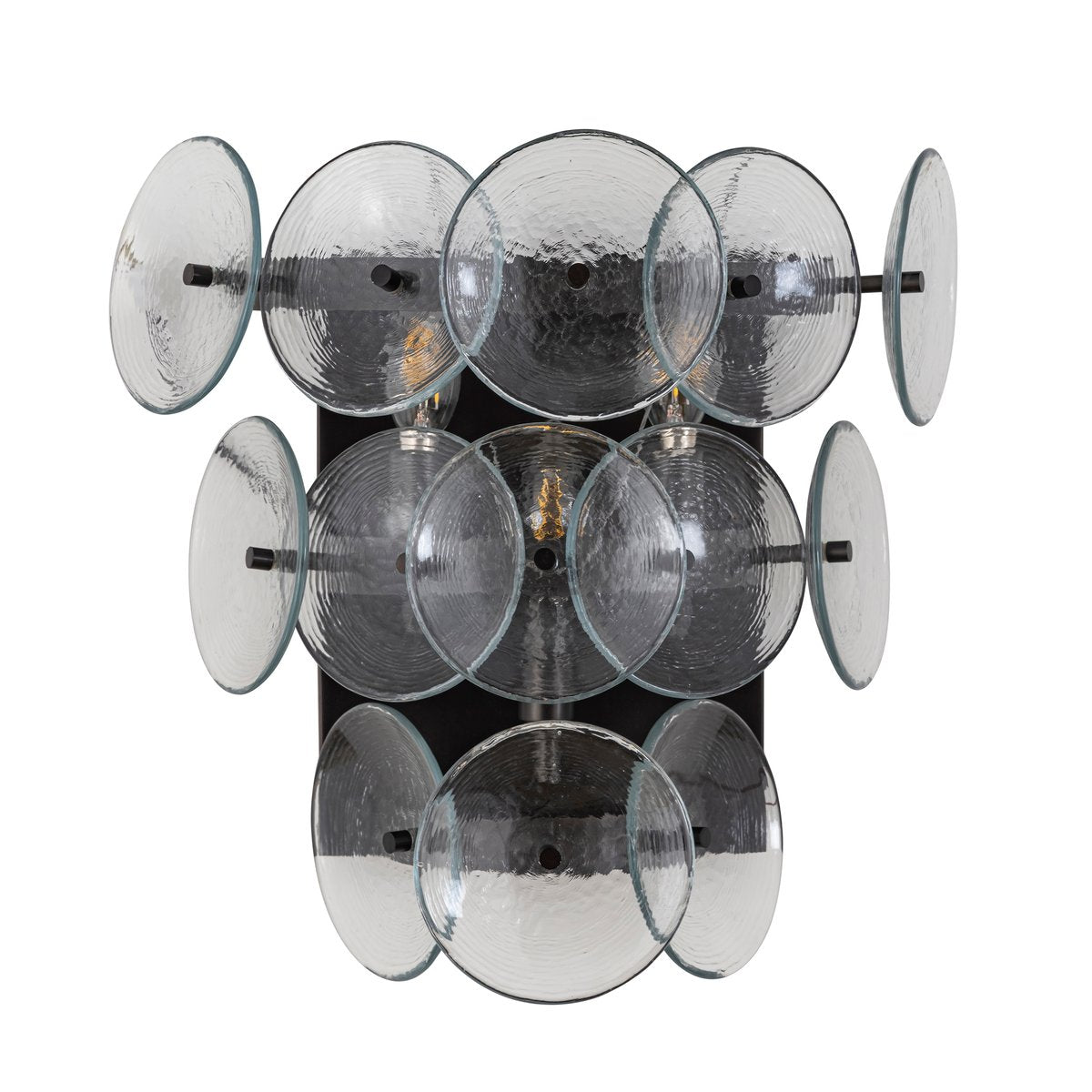 Aurora Wall Sconce Pressed Glass Disc Vintage Amber - Letslighting