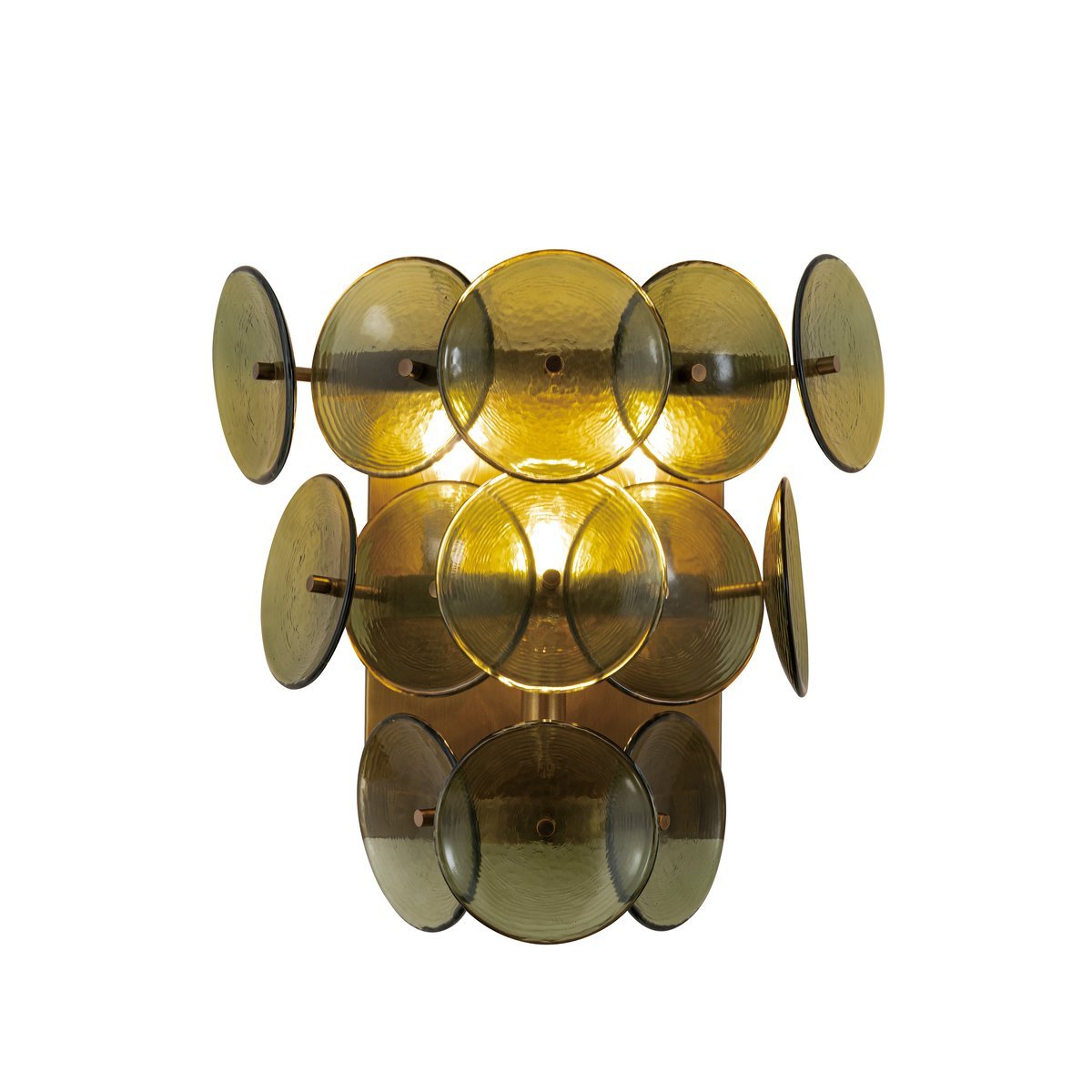 Aurora Wall Sconce Pressed Glass Disc Vintage Amber - Letslighting