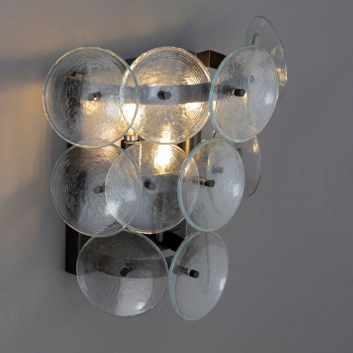 Aurora Wall Sconce Pressed Glass Disc Vintage Amber - Letslighting