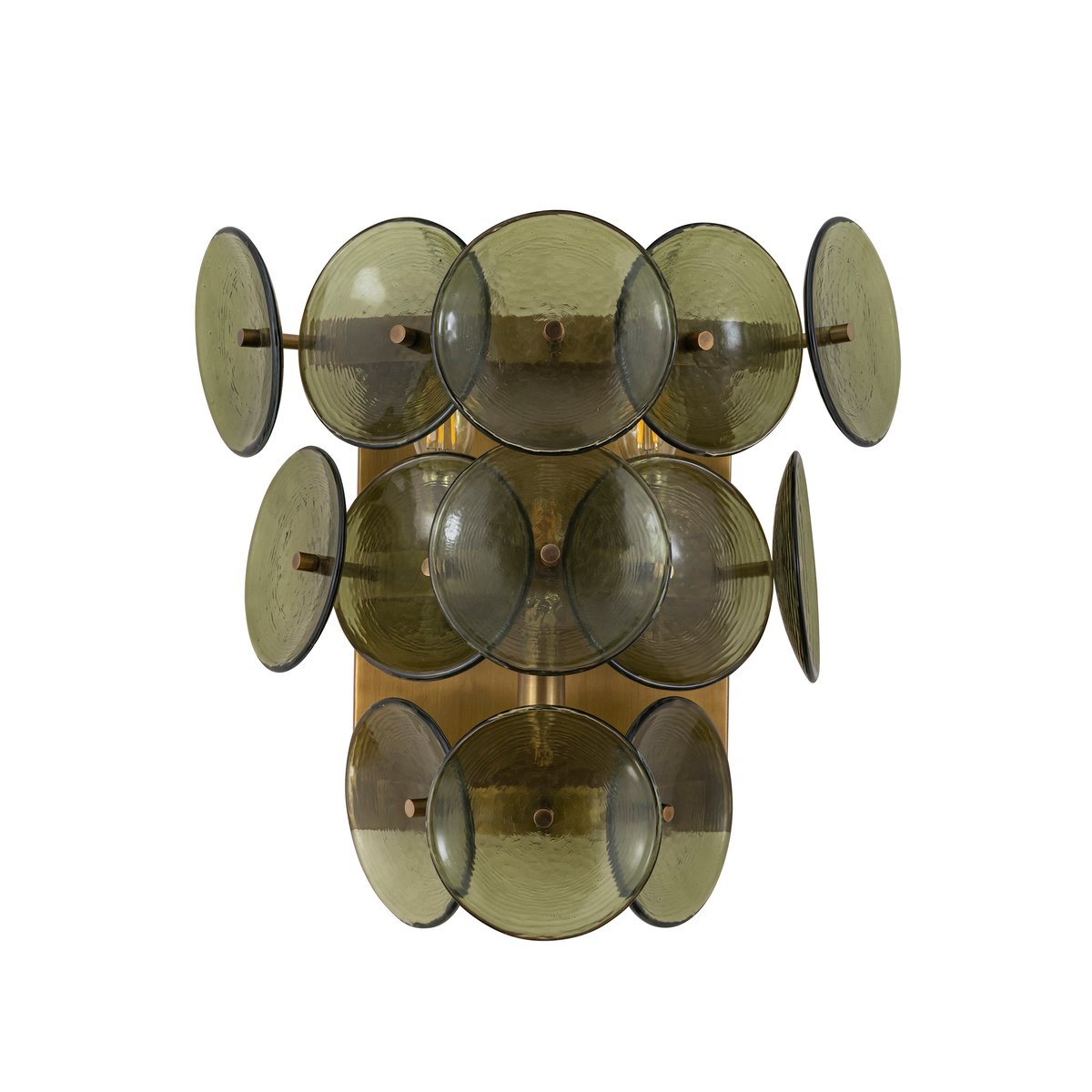 Aurora Wall Sconce Pressed Glass Disc Vintage Amber - Letslighting