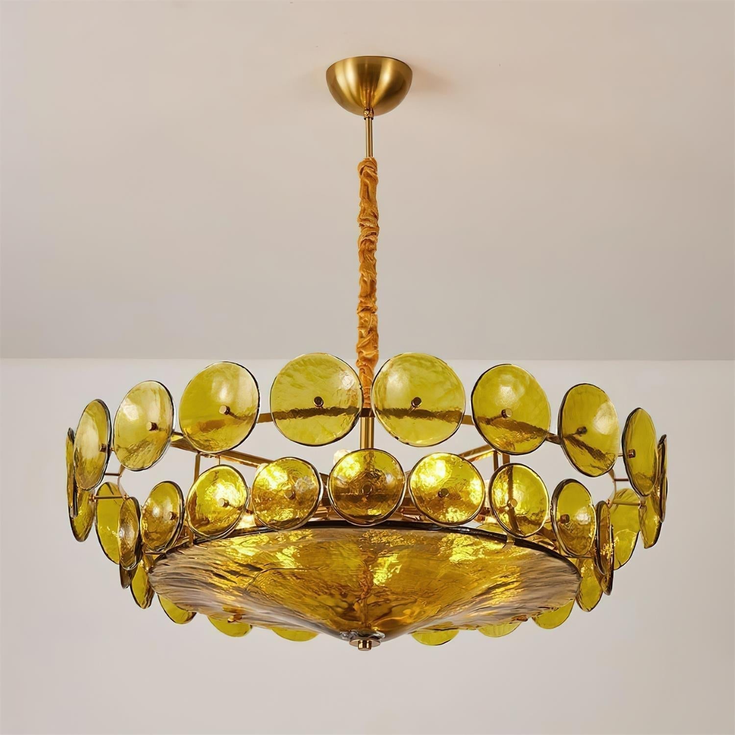 Ventilo Lustre Moderne en Verre Ambre - Neutralighting