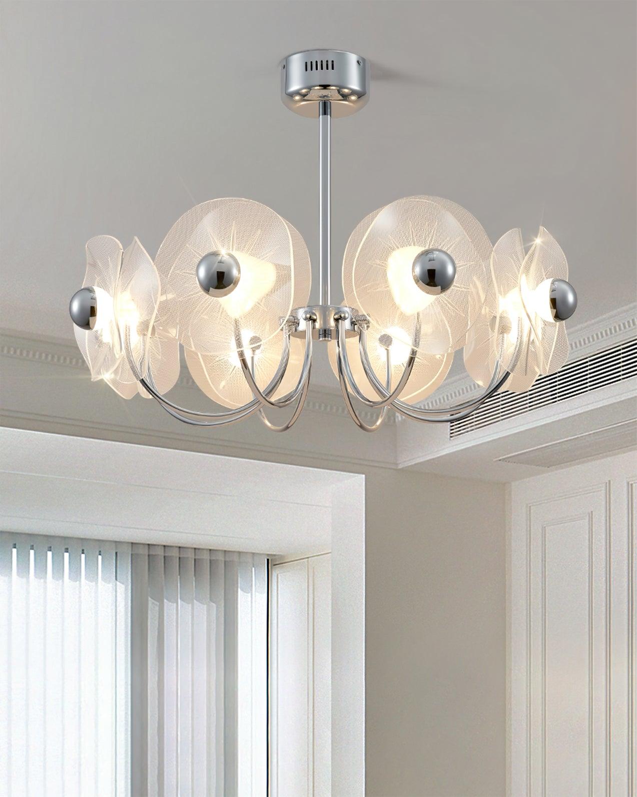 Lotus Lustre Chandelier Verre Courbé Élégant Moderne - Neutralighting