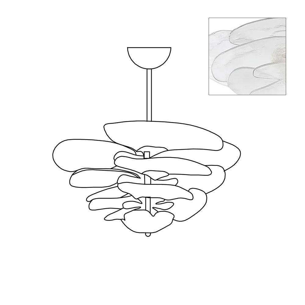 Lotus Lustre Contemporain en Verre à Feuilles Superposées - Neutralighting