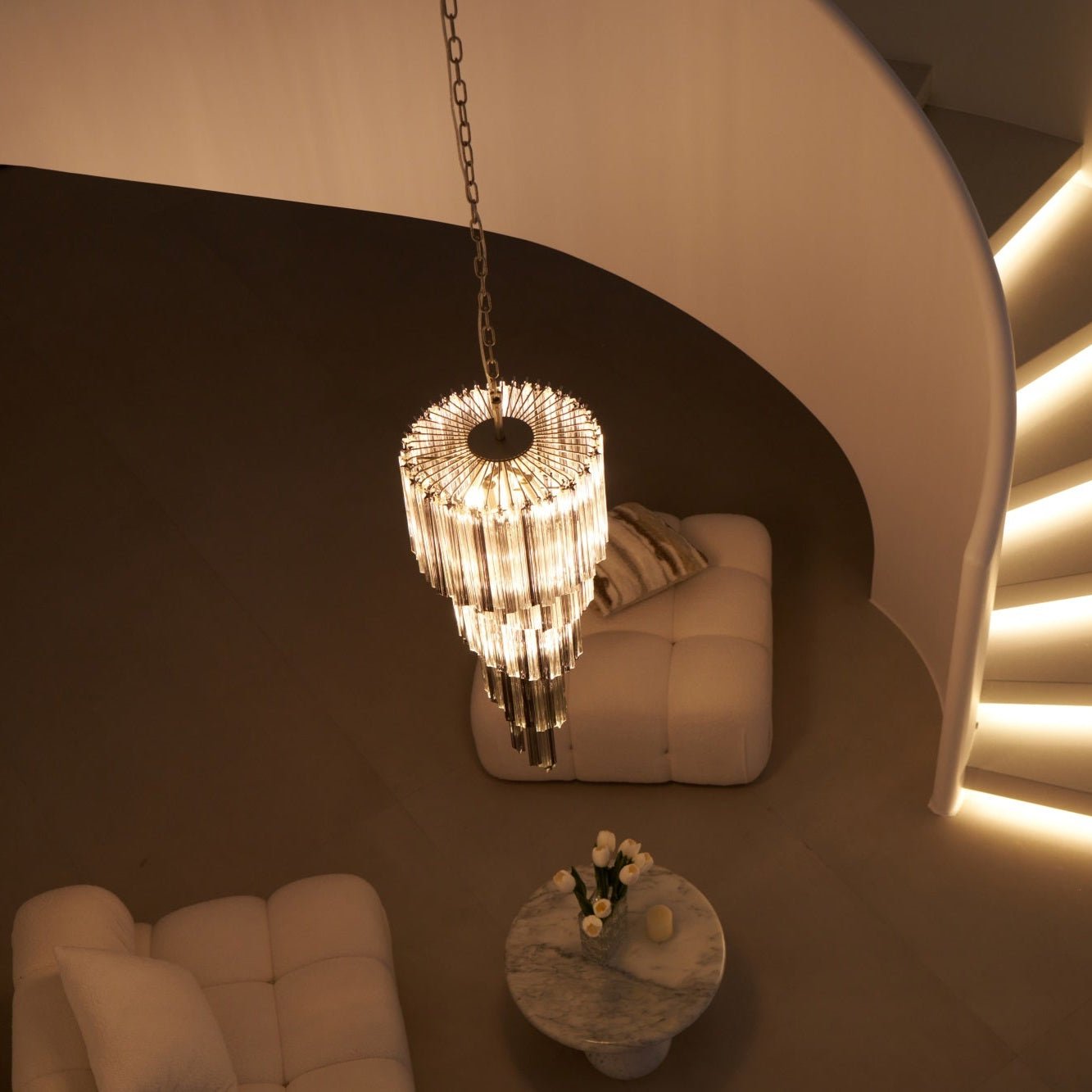 Aurora Chandelier Smoked Glass Spiral - Letslighting