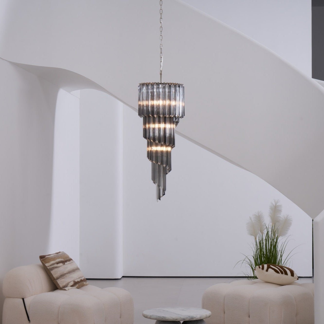 Aurora Chandelier Smoked Glass Spiral - Letslighting