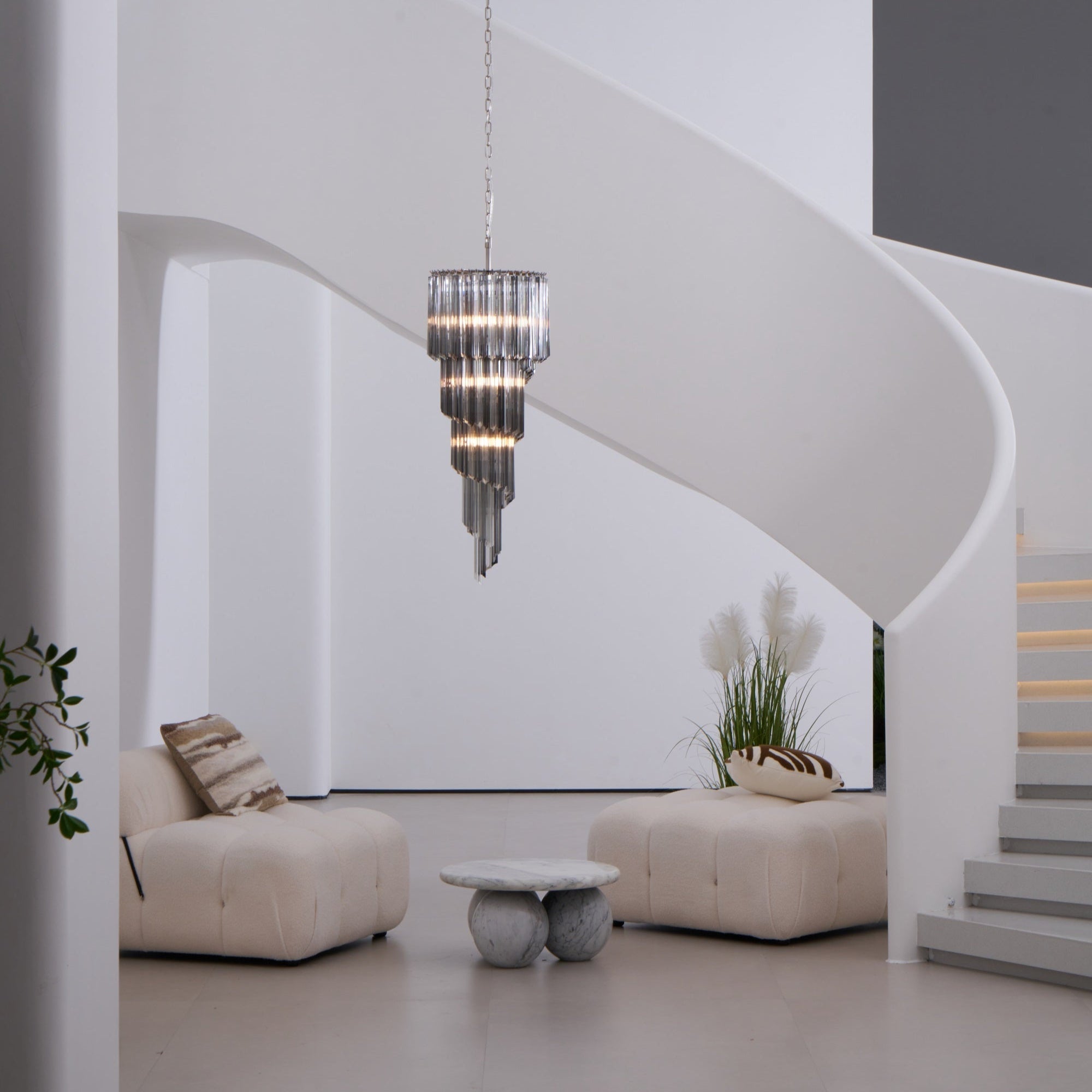 Aurora Chandelier Smoked Glass Spiral - Letslighting